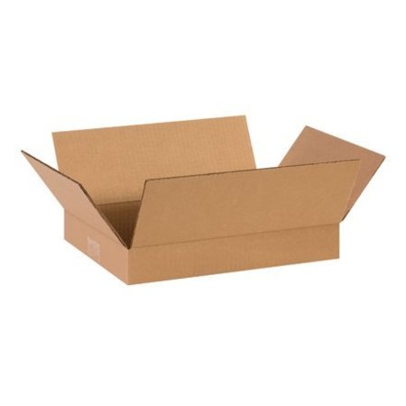 BOX PACKAGING Flat Cardboard Corrugated Boxes, 14"L x 10"W x 2"H, Kraft 14102